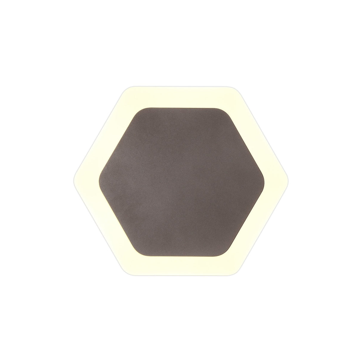 Sleek Hexagon LED Wall Lamp, 12W, Coffee & Frosted Finish, 3000K Warm Glow