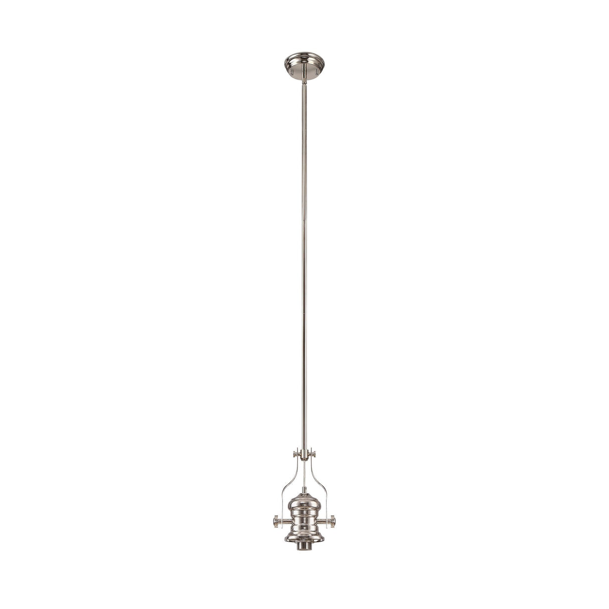 Elegant Telescopic Pendant with 30cm Tiffany Shade in Polished Nickel and Grey/Cream