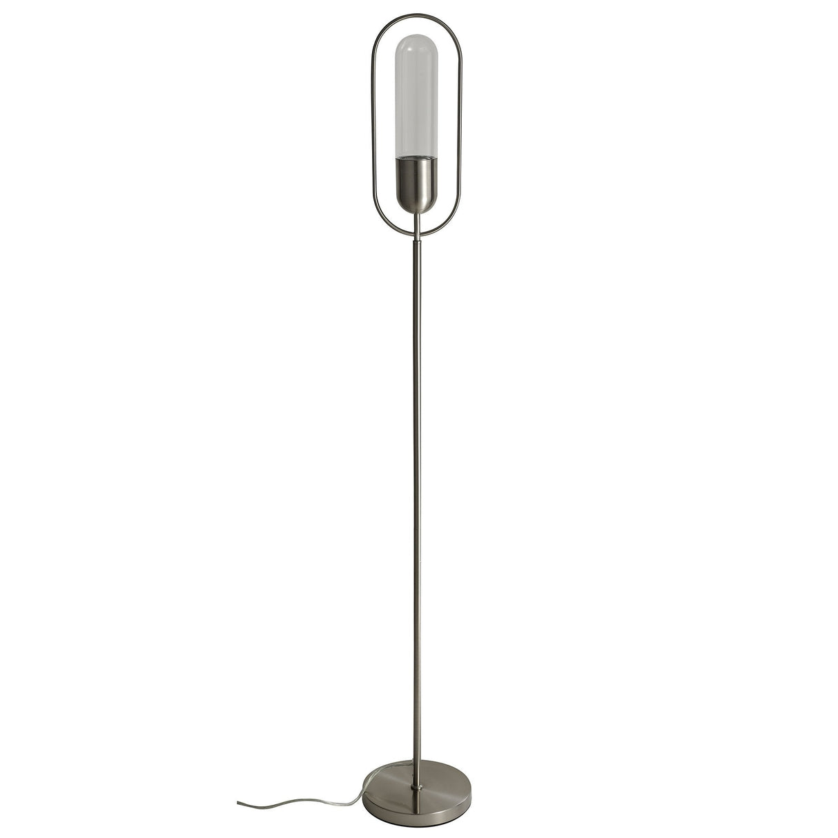 Modern Satin Nickel Floor Lamp with Clear Shade - LED 7W, 4000K Natural White, 790 Lumens, 3-Year Warranty