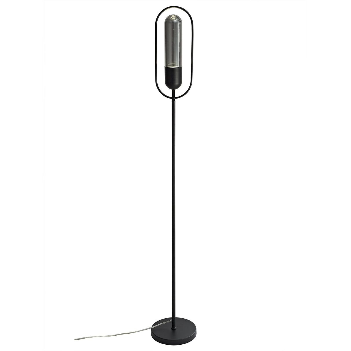 Sleek Black Floor Lamp with Smoked Shade, 7W LED, 4000K Natural White, 790 Lumens, 3-Year Warranty