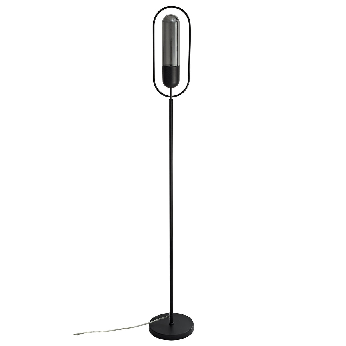 Sleek Black Floor Lamp with Smoked Shade, 7W LED, 4000K Natural White, 790 Lumens, 3-Year Warranty