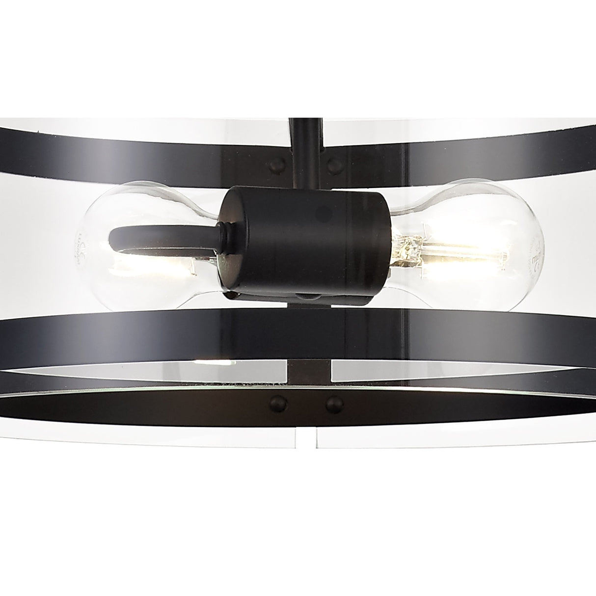 Modern Double Light Pendant in Matte Black with Clear Shade