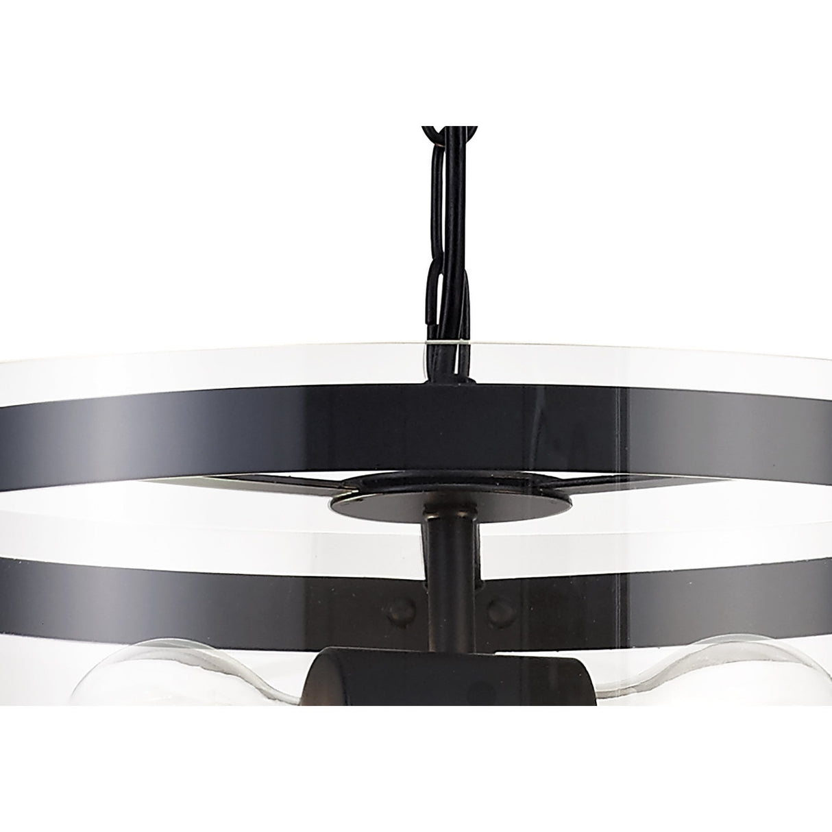 Modern Double Light Pendant in Matte Black with Clear Shade
