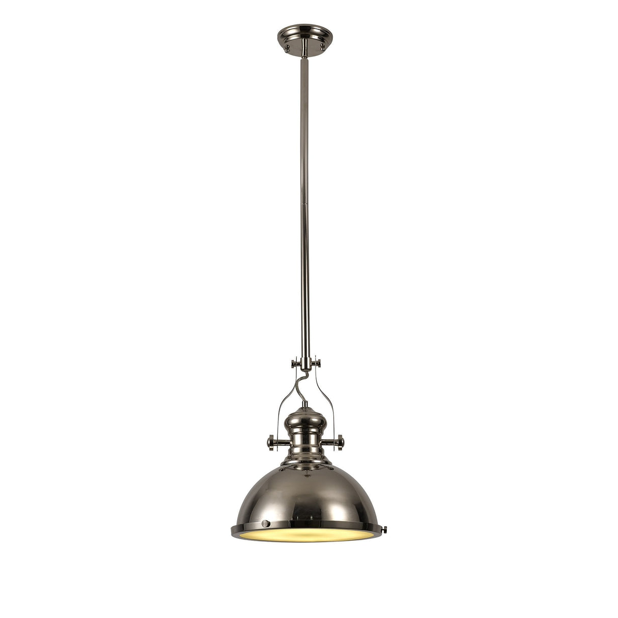 Contemporary Pendant Light with Polished Nickel and Frosted Glass Finish
