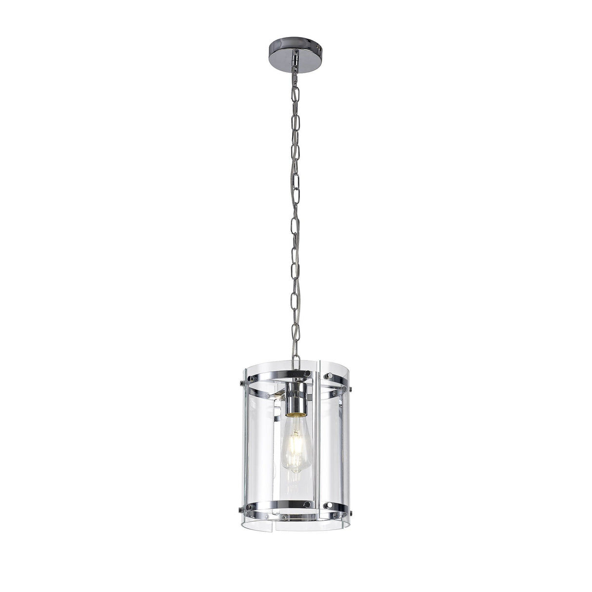 Single Light Pendant with Clear Shade in Polished Chrome Finish
