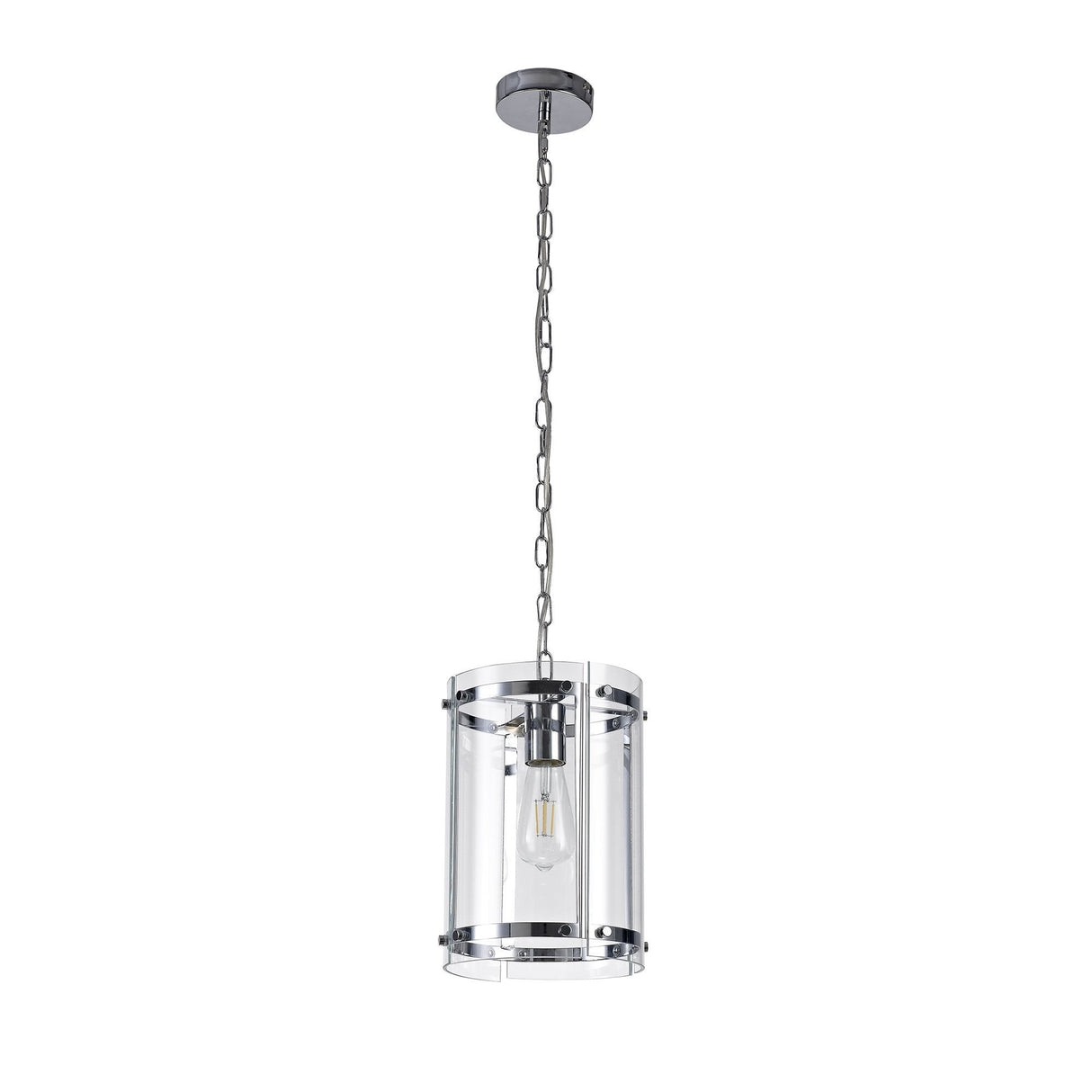 Single Light Pendant with Clear Shade in Polished Chrome Finish