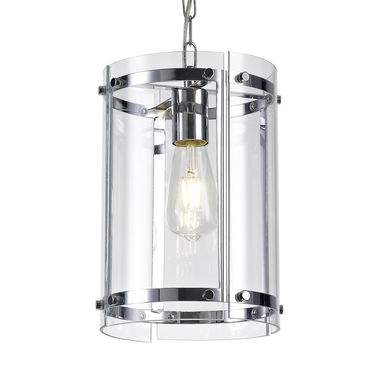 Single Light Pendant with Clear Shade in Polished Chrome Finish