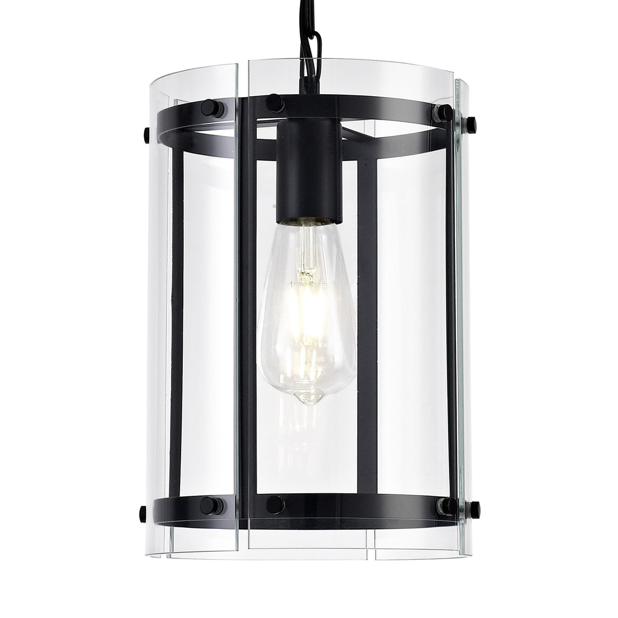 Modern Matt Black Pendant Light with Clear Shade