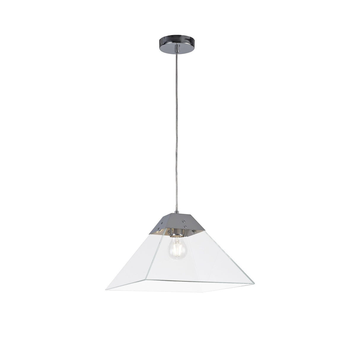 Modern Chrome Pendant Light with Clear Shade