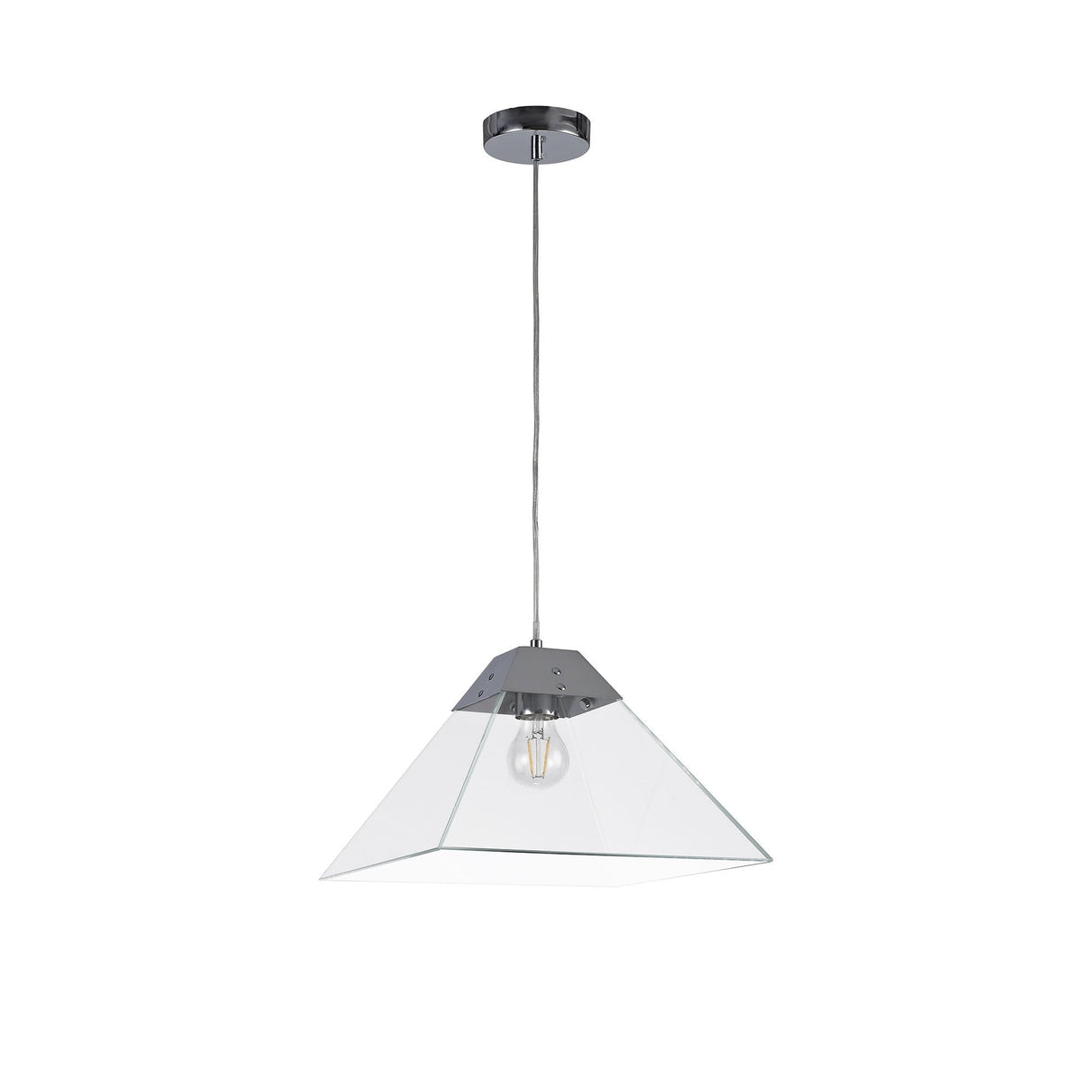Modern Chrome Pendant Light with Clear Shade