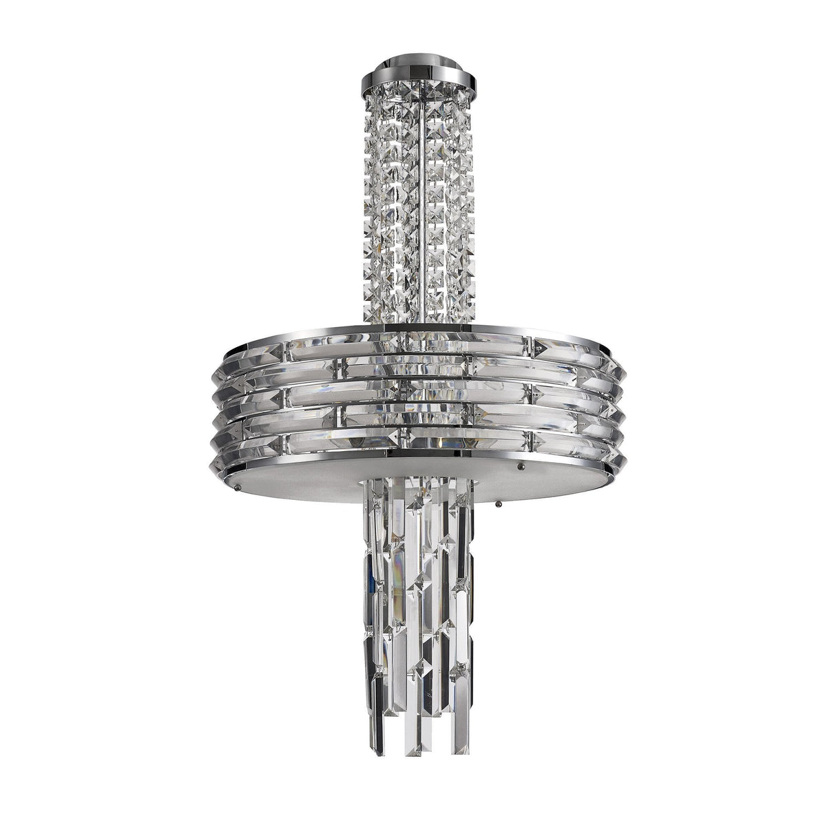 Elegant Convertible Pendant/Semi Ceiling Light with Polished Chrome and Crystal Finish