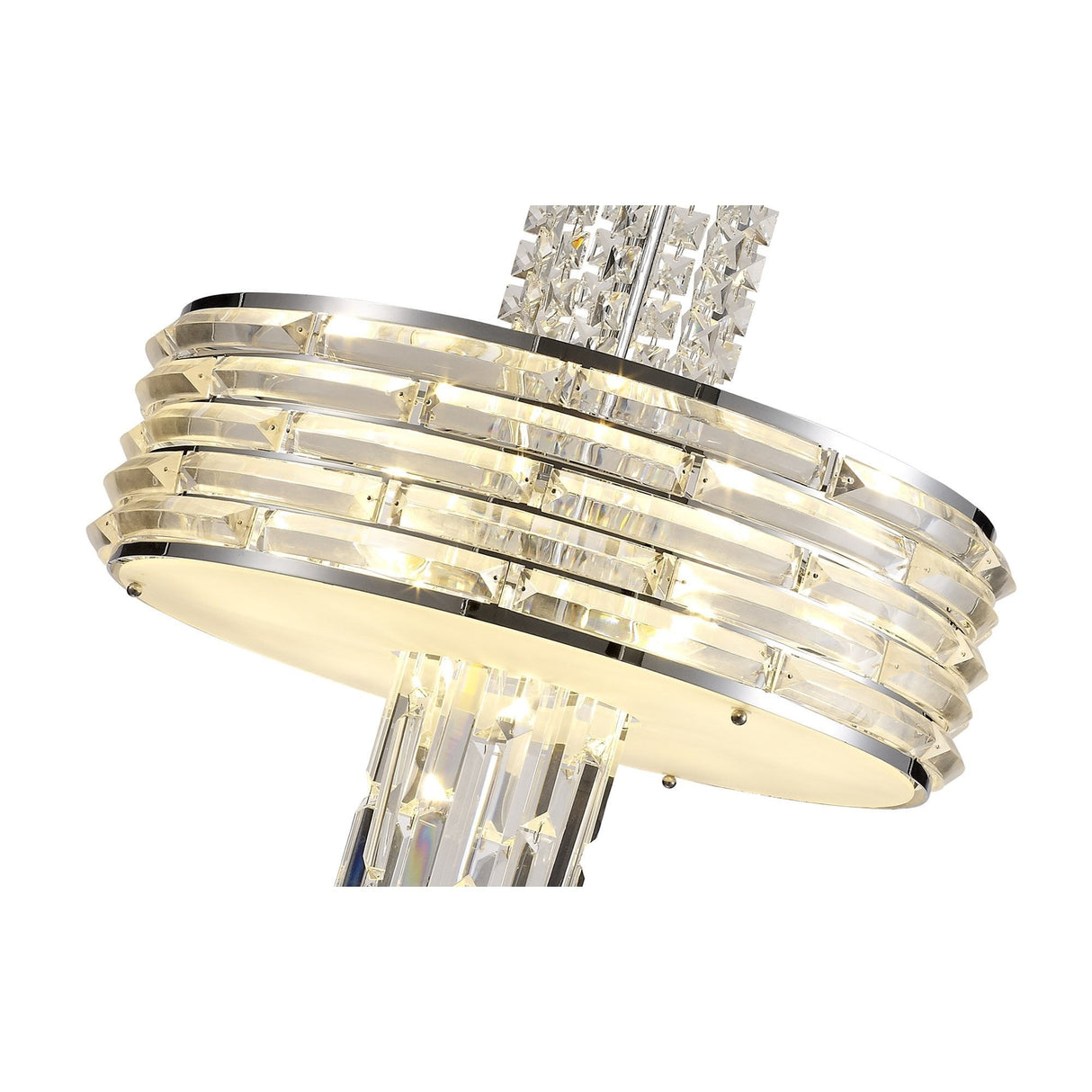 Elegant Convertible Pendant/Semi Ceiling Light with Polished Chrome and Crystal Finish