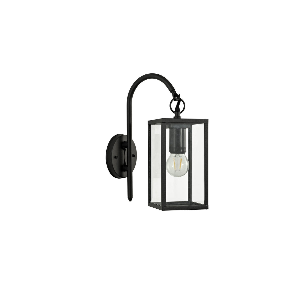 Graphite Black Downward Wall Lamp with Clear Shade, E27, IP54, 2-Year Warranty
