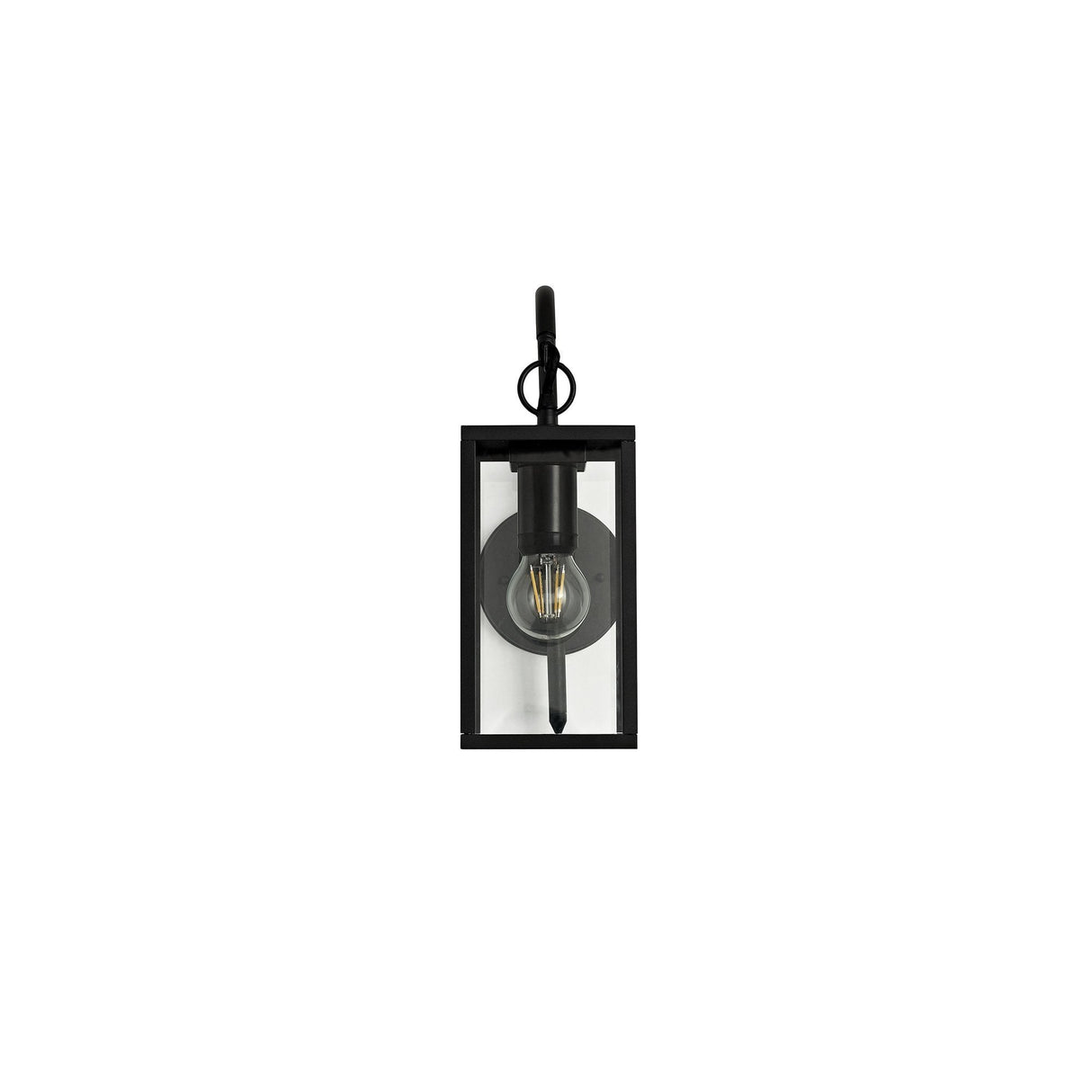 Graphite Black Downward Wall Lamp with Clear Shade, E27, IP54, 2-Year Warranty