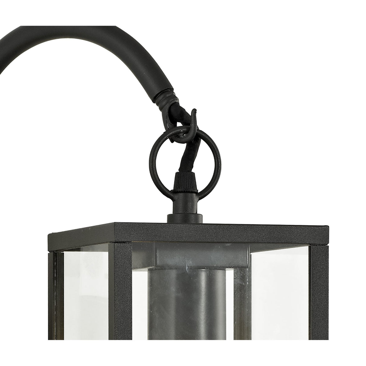 Graphite Black Downward Wall Lamp with Clear Shade, E27, IP54, 2-Year Warranty