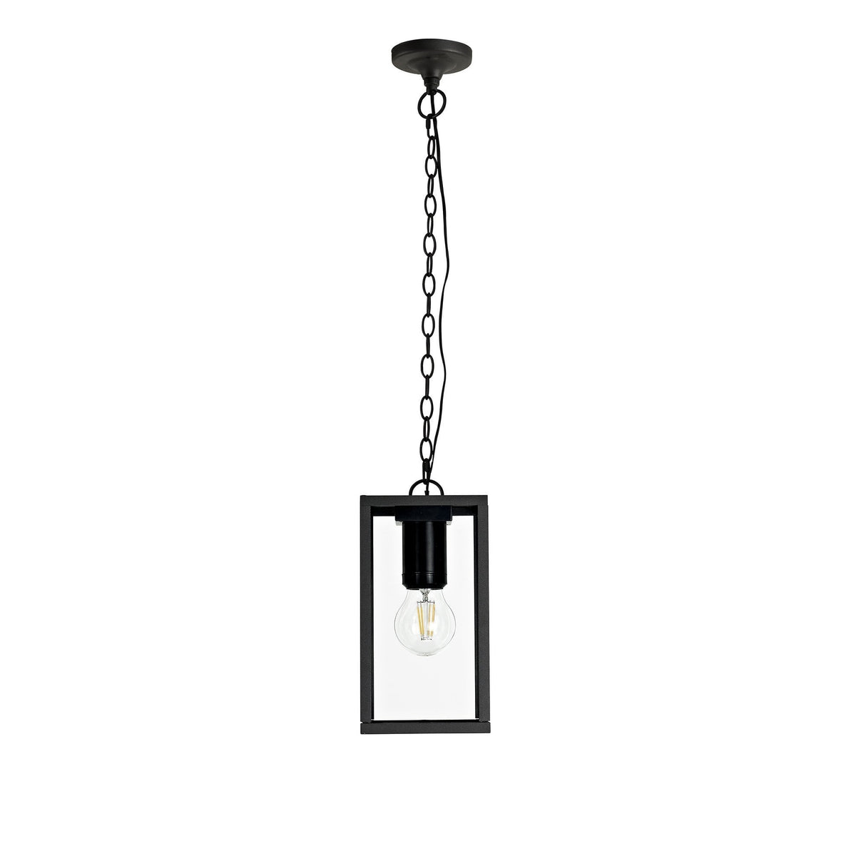 Graphite Black Hanging Pendant Light with Clear Shade, E27, IP54, 2-Year Warranty