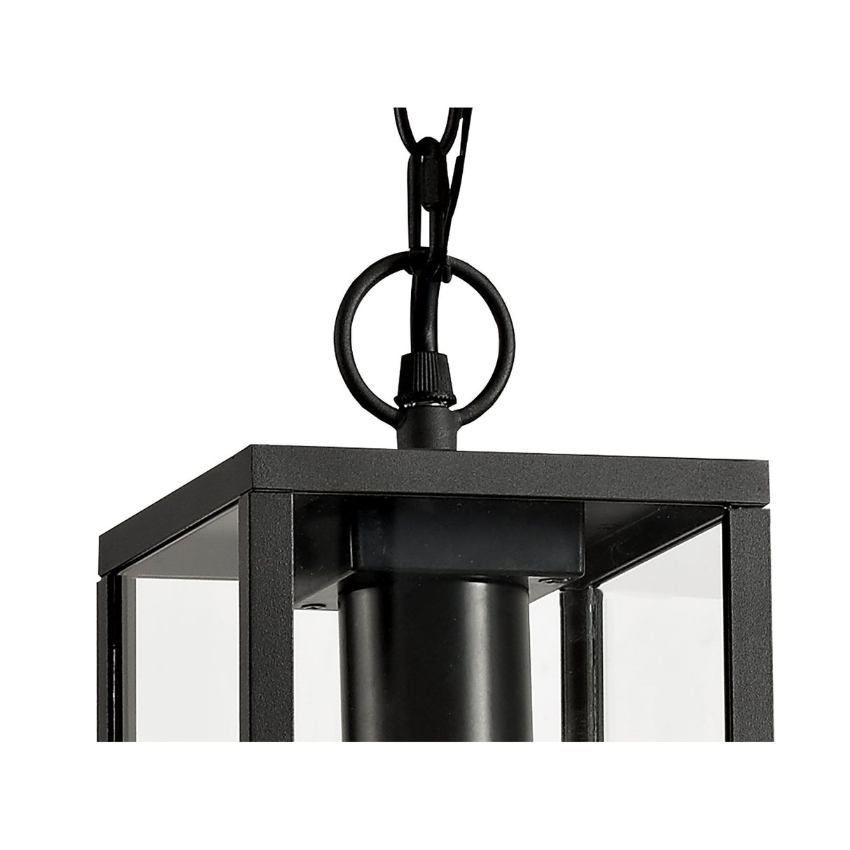 Graphite Black Hanging Pendant Light with Clear Shade, E27, IP54, 2-Year Warranty