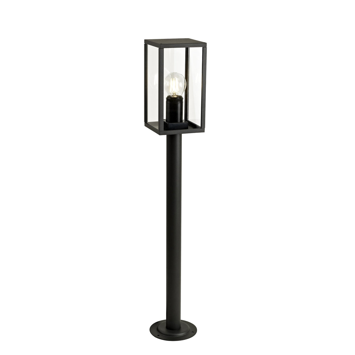Graphite Black Outdoor Lamp Post with Clear Shade, 1xE27, IP54, 2-Year Warranty
