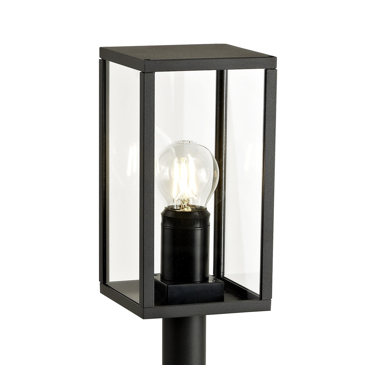 Graphite Black Outdoor Lamp Post with Clear Shade, 1xE27, IP54, 2-Year Warranty