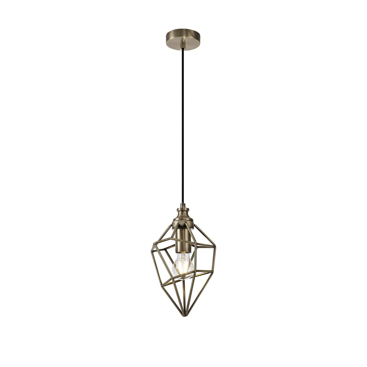 Vintage Brass Pendant Light with Adjustable Drop