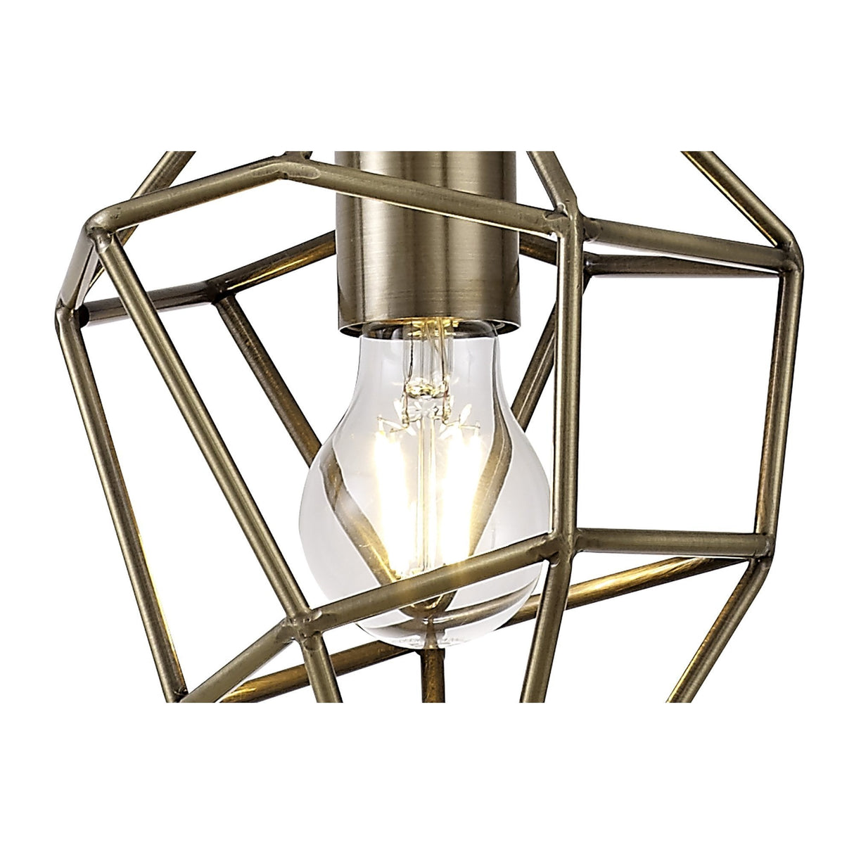 Vintage Brass Pendant Light with Adjustable Drop