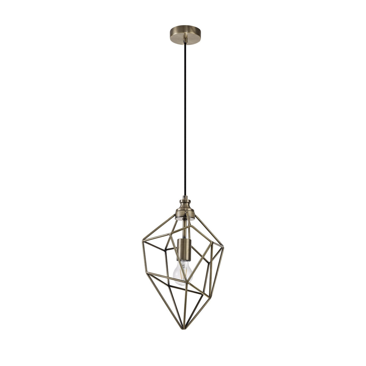 Vintage-Inspired Brass Pendant Light with Adjustable Drop