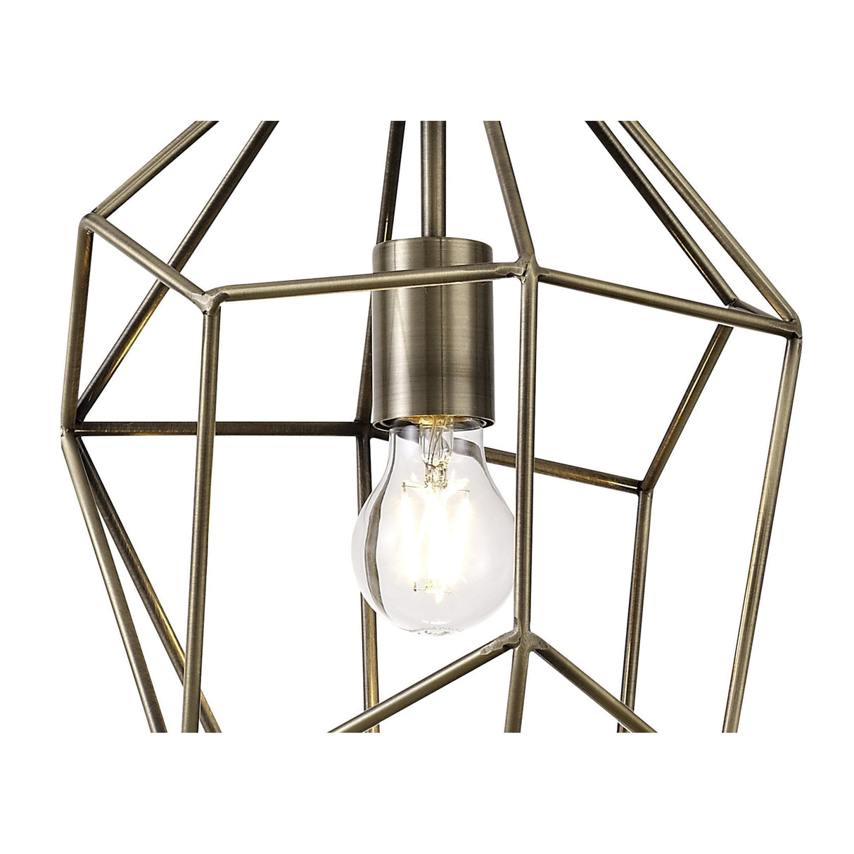 Vintage Brass E27 Pendant Light Fixture - Adjustable Drop