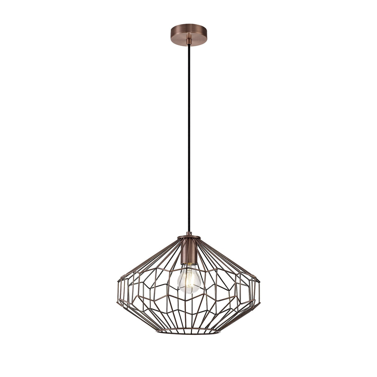 Vintage Elegance Pendant Light, 1 x E27, Antique Copper/Black