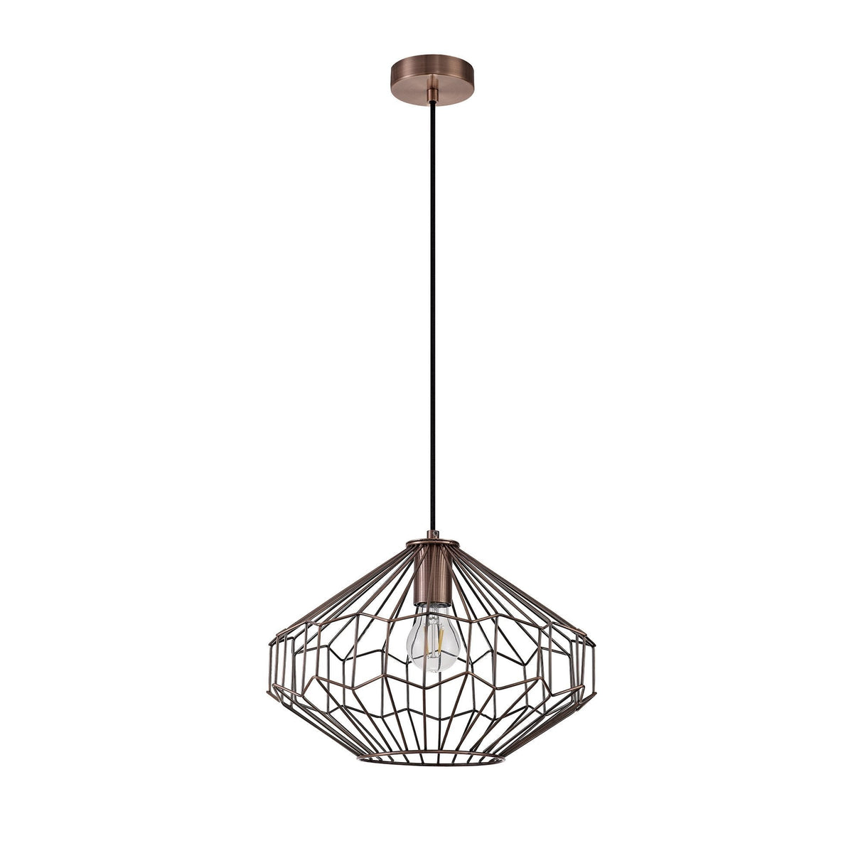 Vintage Elegance Pendant Light, 1 x E27, Antique Copper/Black