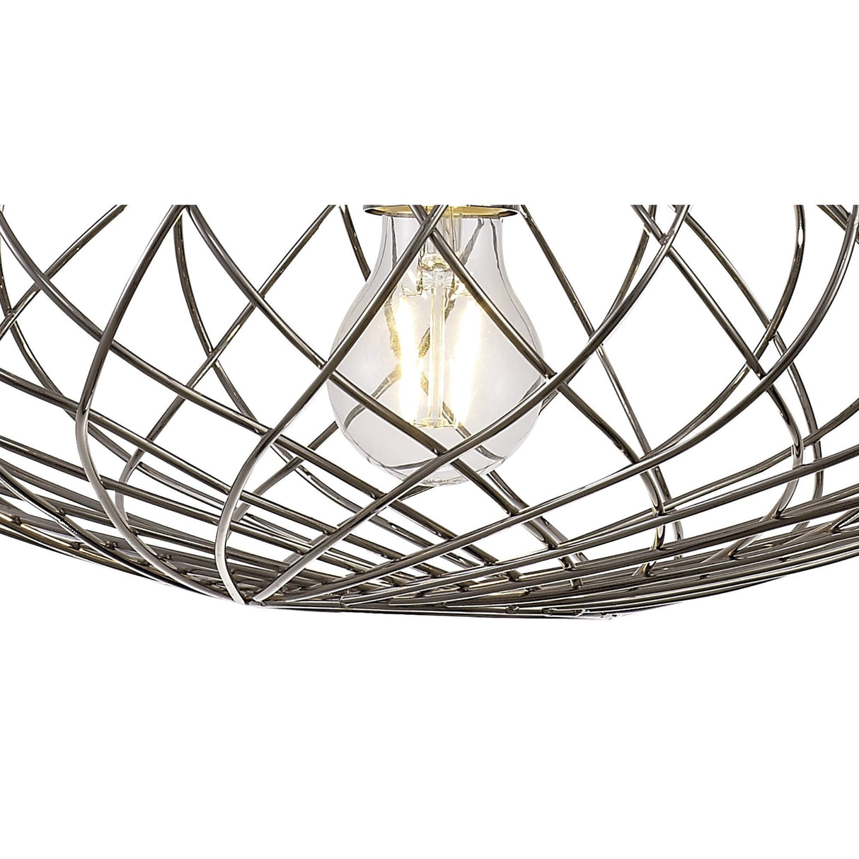 Polished Nickel Elliptical Sphere Pendant Light, E27 Socket