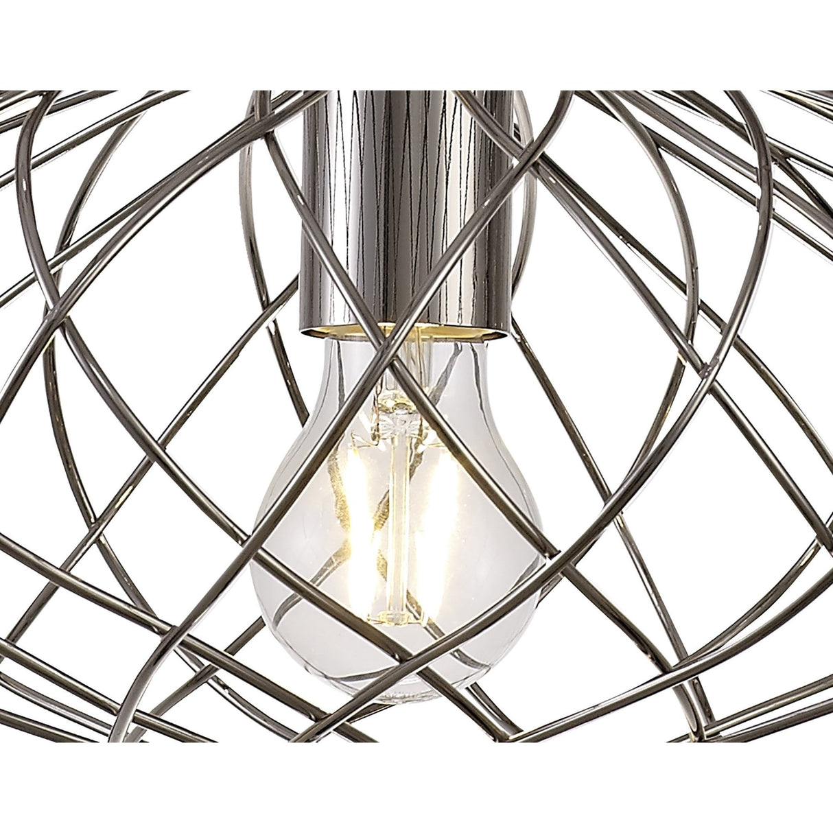 Polished Nickel Elliptical Sphere Pendant Light, E27 Socket