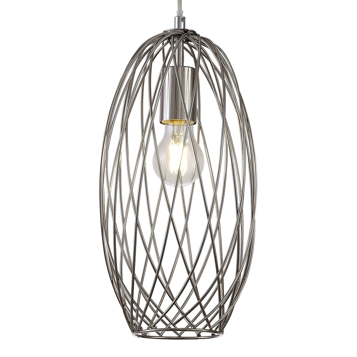 Elegant Curved Cylinder Pendant Light in Polished Nickel
