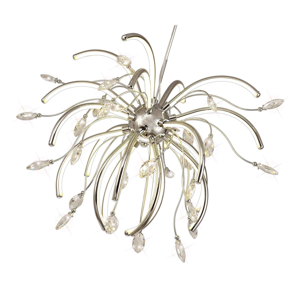 Luminous Halo: 20-LED Polished Chrome Pendant Light, Warm Glow, 3-Year Warranty