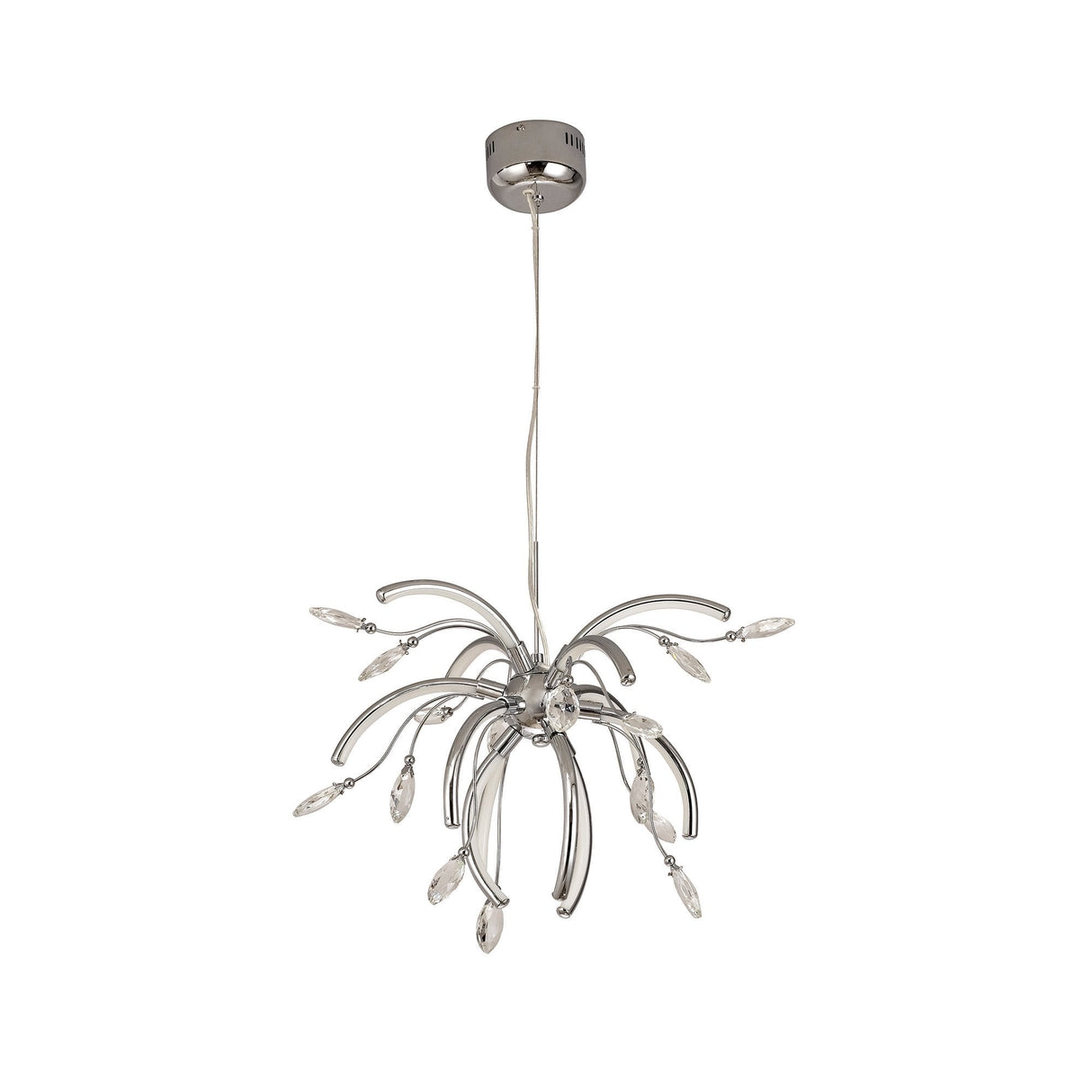 Medium Polished Chrome Pendant, 12 x 2.5W Integrated LED, Warm White 3000K, Elegant Opal Shade, 1243lm, 3-Year Warranty