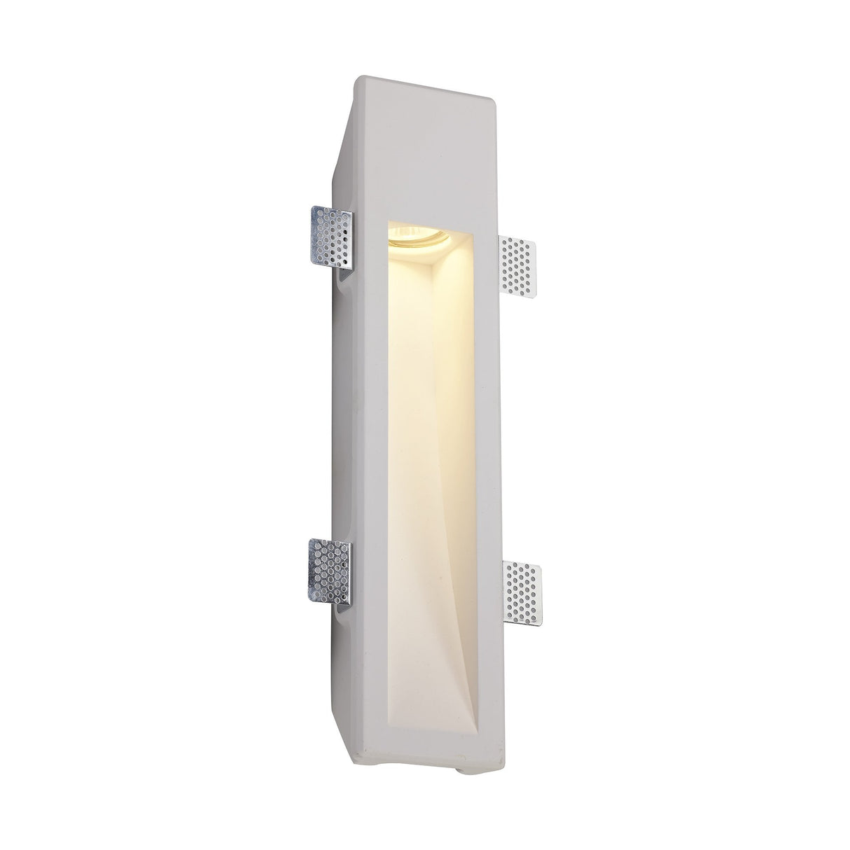 Sleek White Paintable Gypsum Recessed Wall Lamp, GU10 Compatible