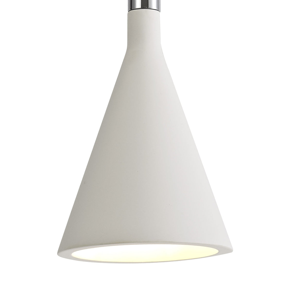 White Paintable Gypsum Pendant Lamp with Polished Chrome Accents