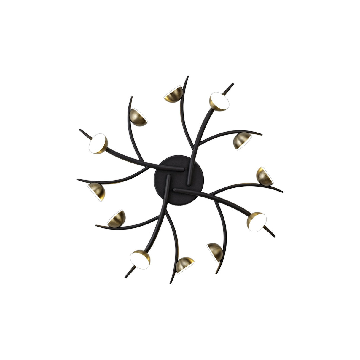 Contemporary 12-Light LED Fixture, 3W Each, 3000K Warm Glow, Black with Antique Brass Finish