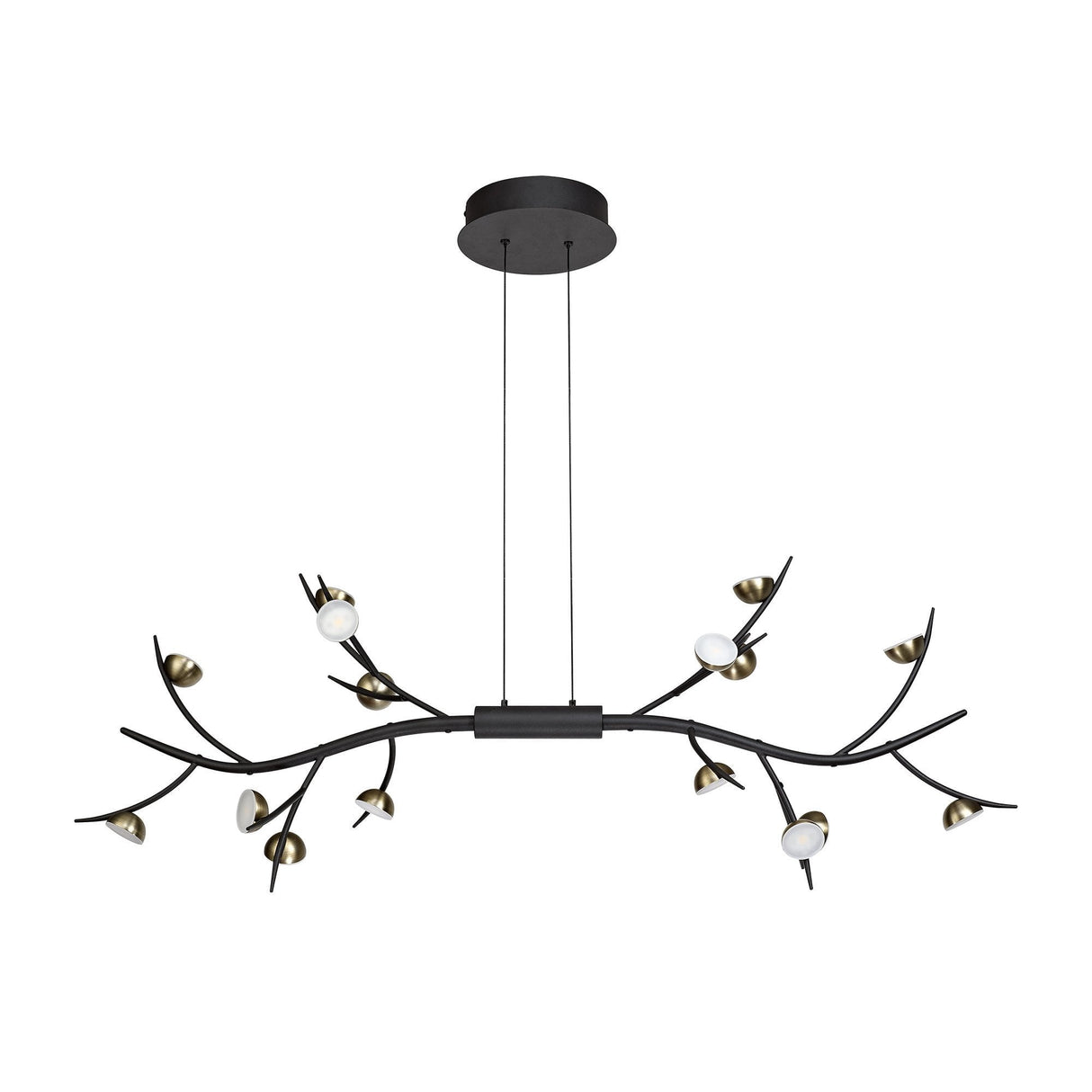 16-Light Linear Chandelier, Integrated 3W LEDs, Warm White 3000K, 2640 Lumens, Black with Antique Brass Accents, 3-Year Warranty