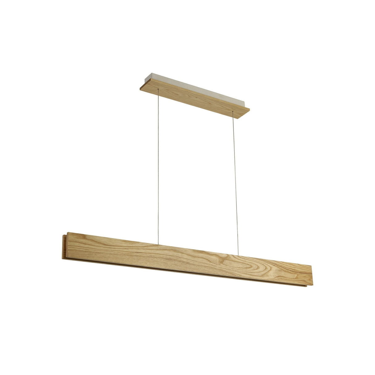 Contemporary 2-Light Pendant with Matte White and Medium Oak Finish, 3000K LED, 1662 Lumens