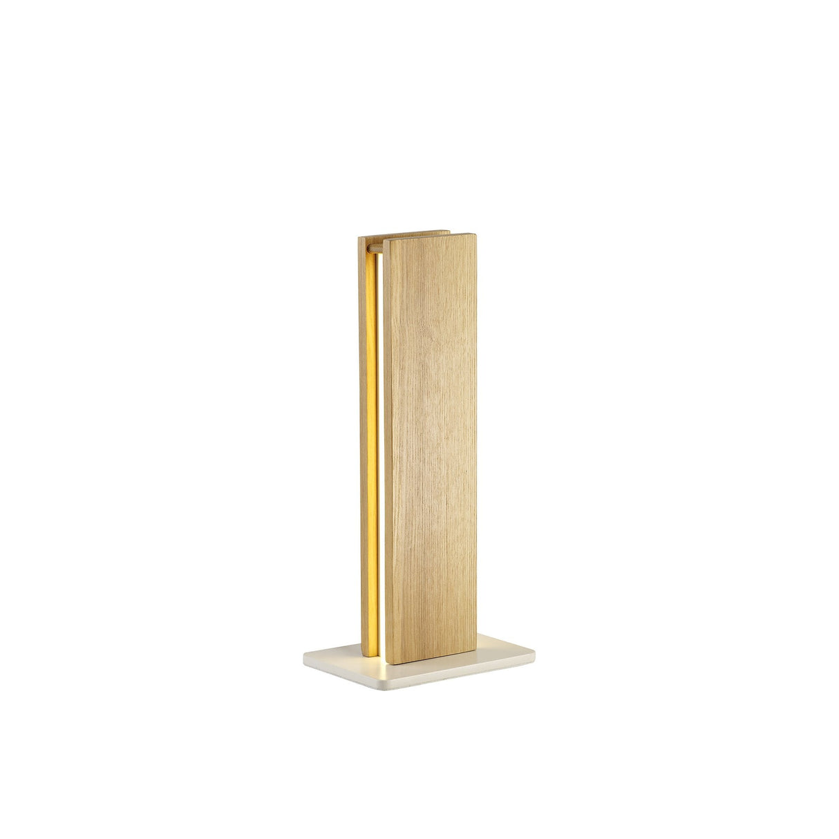 Stylish Medium Oak and Frosted Table Lamp with 2 x 6W Warm LED Lights, 3-Year Warranty