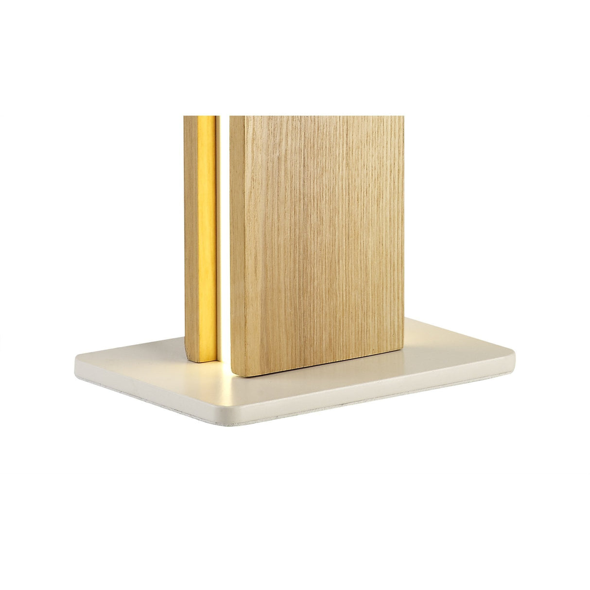 Stylish Medium Oak and Frosted Table Lamp with 2 x 6W Warm LED Lights, 3-Year Warranty