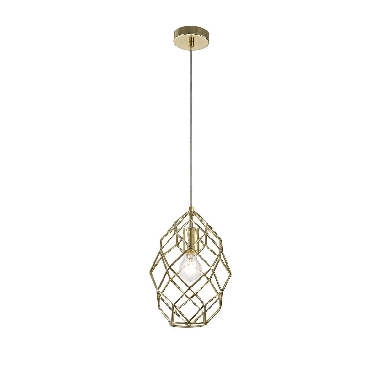 Elegant Curved Brass Pendant Light, E27 Socket