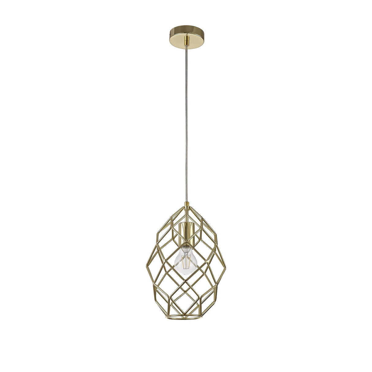 Elegant Curved Brass Pendant Light, E27 Socket
