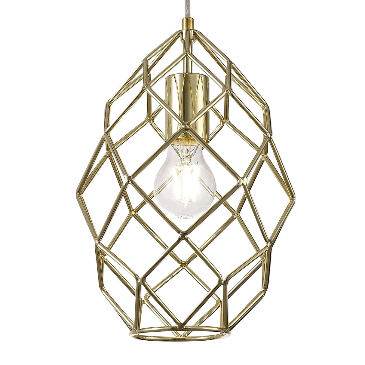 Elegant Curved Brass Pendant Light, E27 Socket