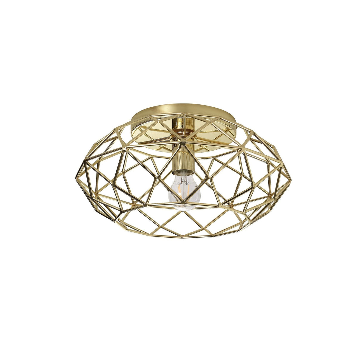 Elegant Polished Brass Flush Ceiling Light Fixture with E27 Socket