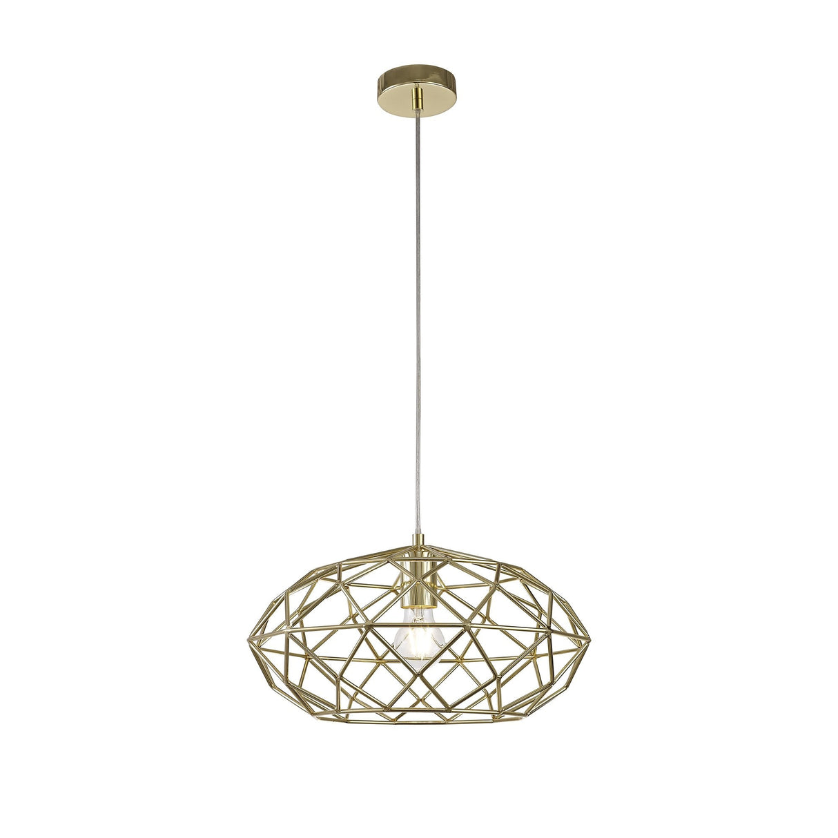 Gleaming Brass Elliptical Pendant Light - E27 Socket