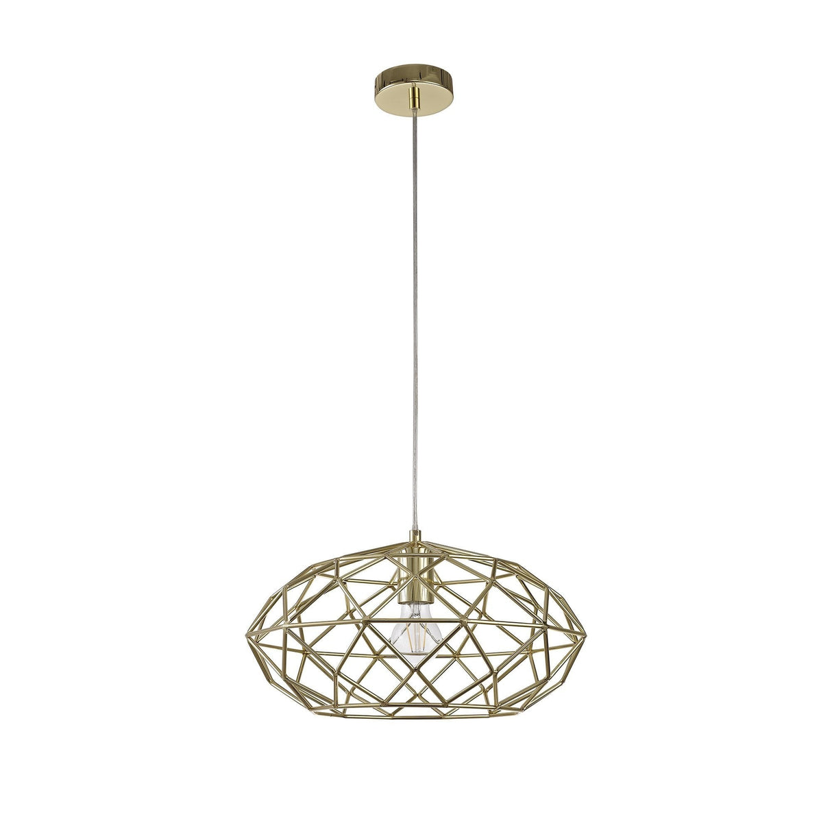 Gleaming Brass Elliptical Pendant Light - E27 Socket