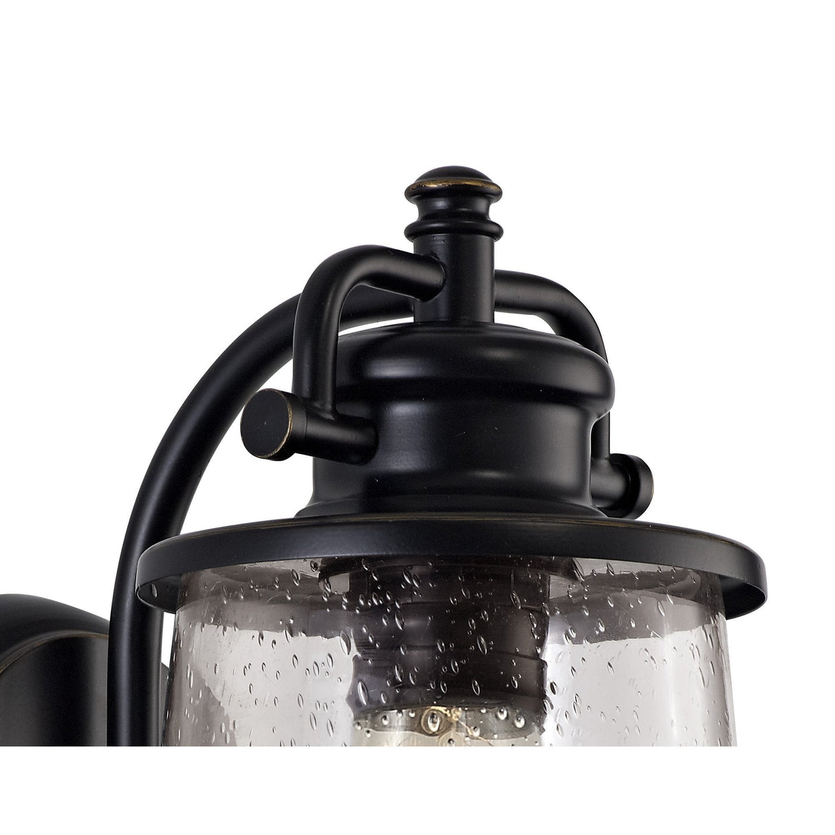 Elegant Black and Gold Wall Lantern with Seeded Glass, E27, IP54, 2-Year Warranty