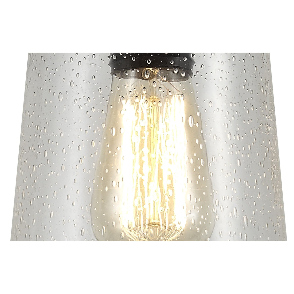 Elegant Black and Gold Pendant Light with Clear Seeded Glass Shade, Adjustable Drop Length