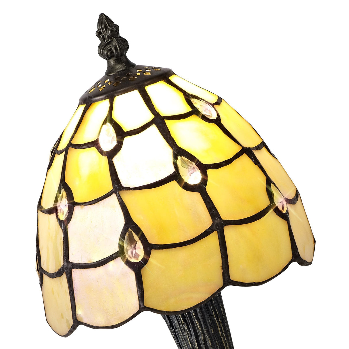 Elegant Tiffany Crystal Table Lamp with Black and Gold Accents